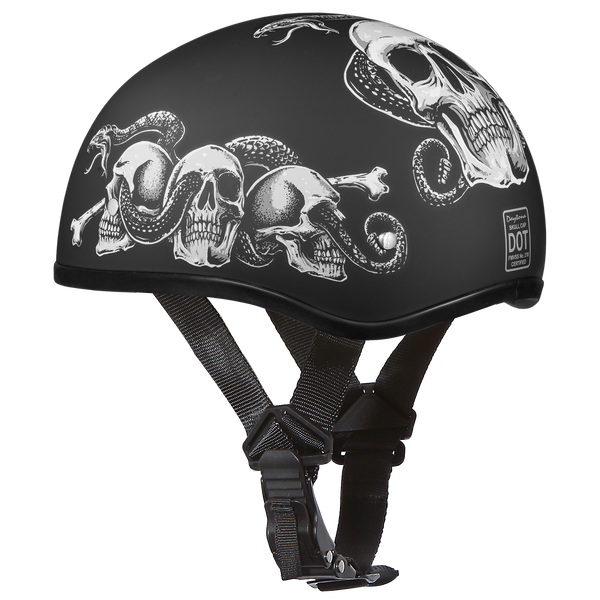 D.O.T. DAYTONA SKULL CAP- W/ SNAKE SKULLS