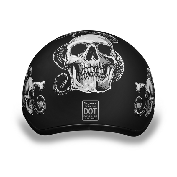 D.O.T. DAYTONA SKULL CAP- W/ SNAKE SKULLS