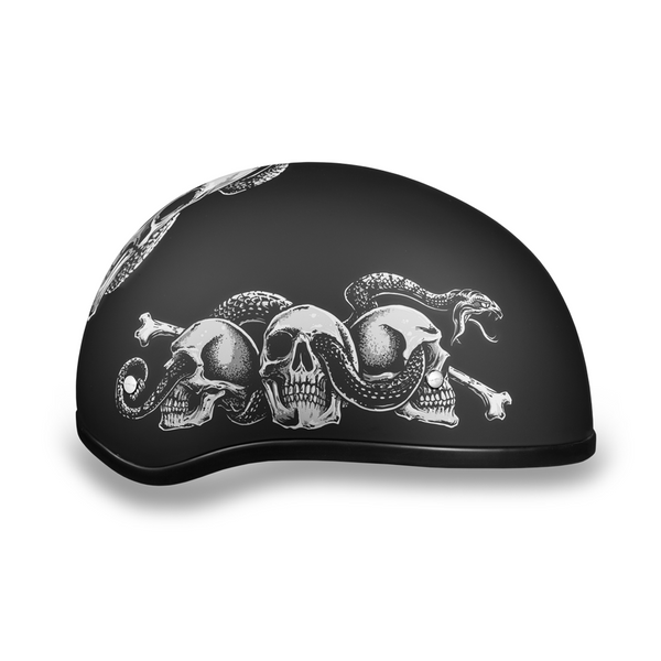 D.O.T. DAYTONA SKULL CAP- W/ SNAKE SKULLS