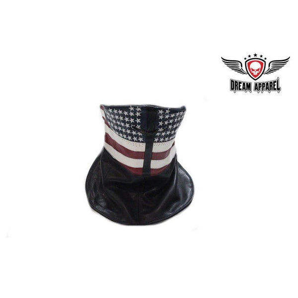 Leather Face Mask With USA Flag