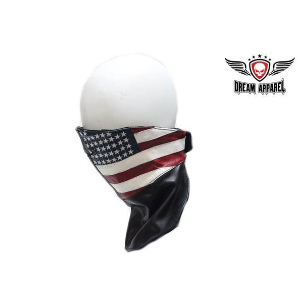 Leather Face Mask With USA Flag