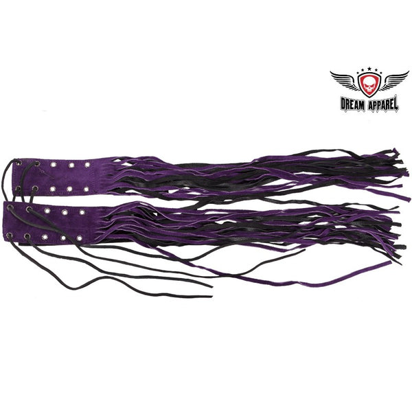 Black & Purple Brake & Clutch Cover With Fringes