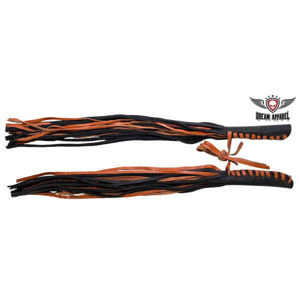 Orange/Black Leather Fringed Brake & Clutch Cover