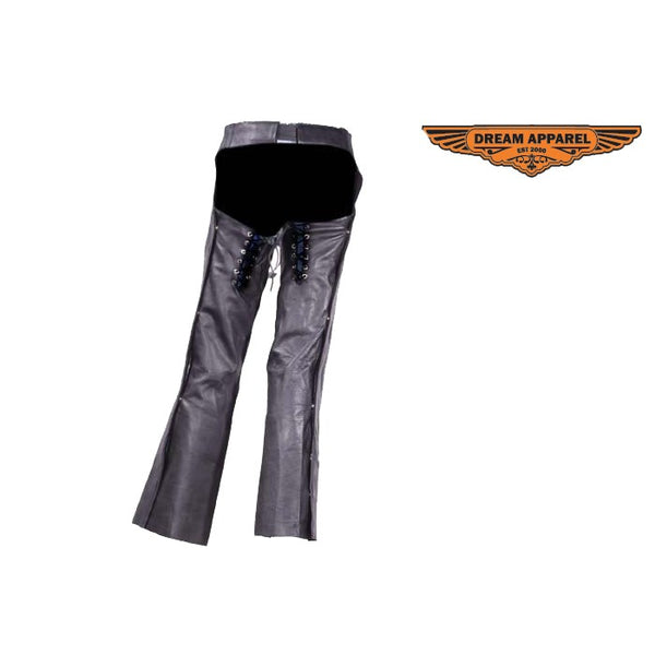 Black Low-Rise Cowhide Leather Chaps