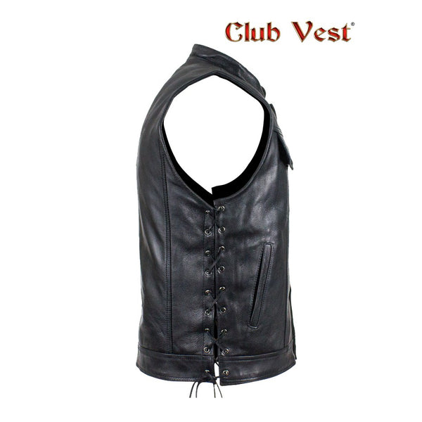 Men's Black Liner Naked Cowhide Gun Pocket With Zipper And Snap Vest by Club Vest®