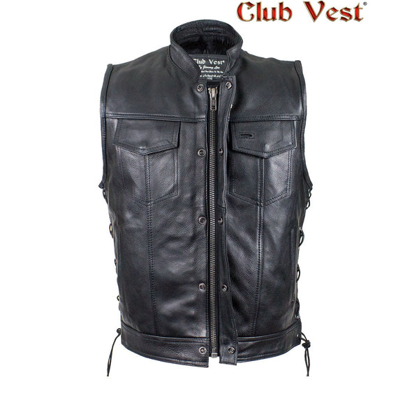 Men's Black Liner Naked Cowhide Gun Pocket With Zipper And Snap Vest by Club Vest®