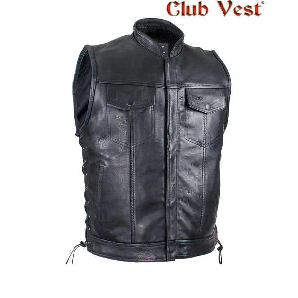 Men's Black Liner Naked Cowhide Gun Pocket With Zipper And Snap Vest by Club Vest®