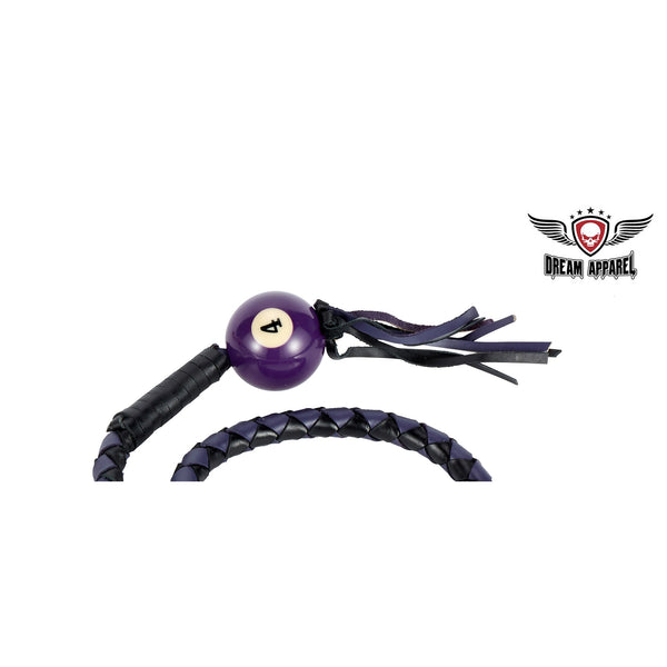 Black And Purple Fringed Get Back Whip W/ Pool Ball