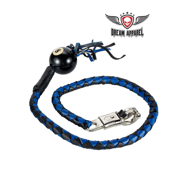 Black And Blue Fringed Get Back Whip With Pool Ball8