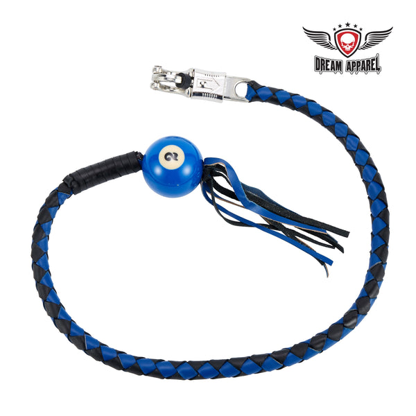 Black And Blue Fringed Get Back Whip W/ Pool Ball