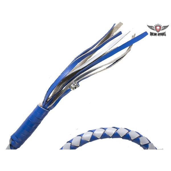 Blue and Silver Hand-Braided Leather Get Back Whip