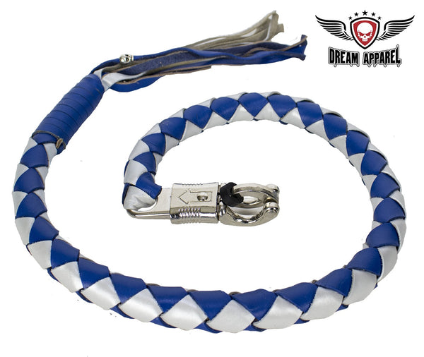 Blue and Silver Hand-Braided Leather Get Back Whip