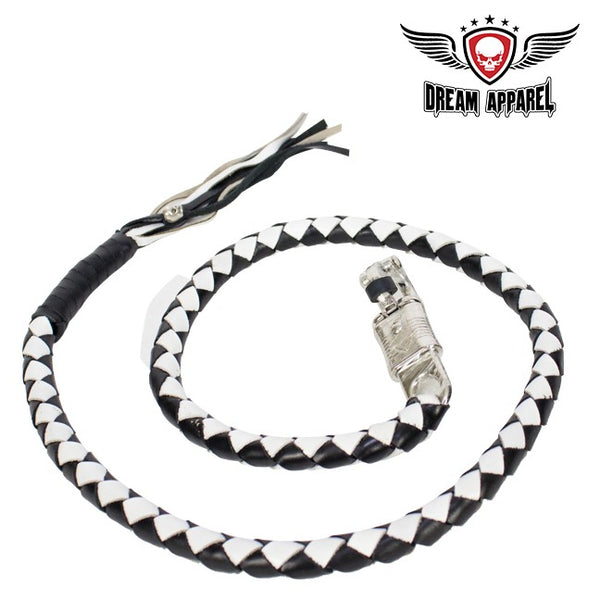 Black & White Get Back Whip For Motorcycles 4 Sizes