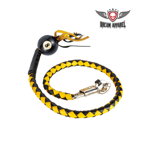 Black And Yellow Fringed Get Back Whip With Pool Black Ball 8