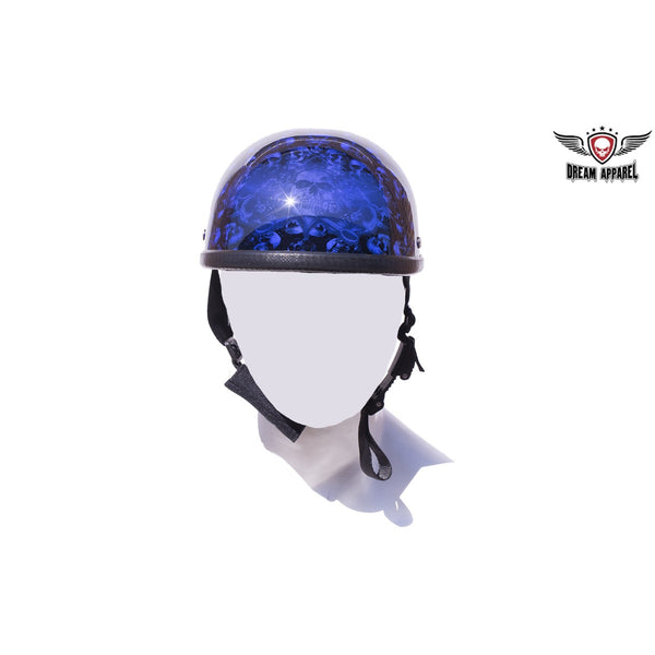 Blue Skull Graveyard Eagle Novelty Motorcycle Helmet