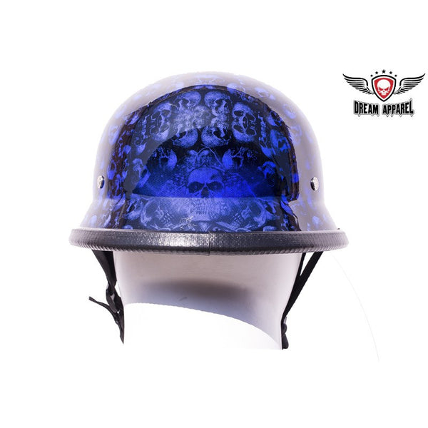 Blue Skull Graveyard German Novelty Motorcycle Helmet 