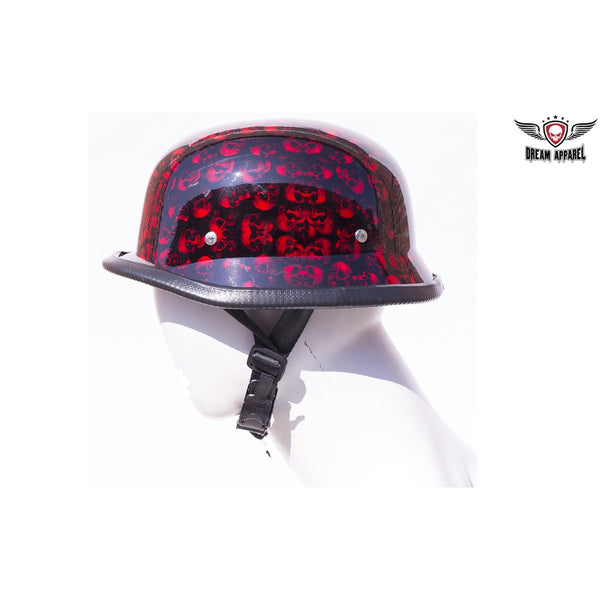 Burgundy Skull Graveyard German Motorcycle Novelty Helmet