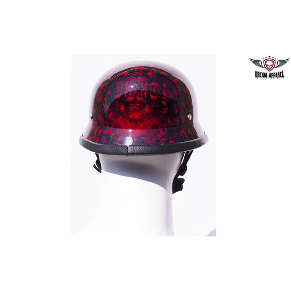 Burgundy Skull Graveyard German Motorcycle Novelty Helmet