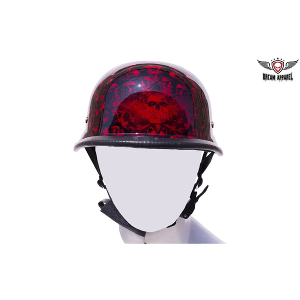 Burgundy Skull Graveyard German Motorcycle Novelty Helmet