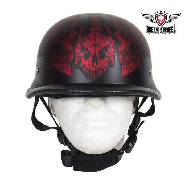 Matte Burgundy Novelty Helmet with Horned Skeletons