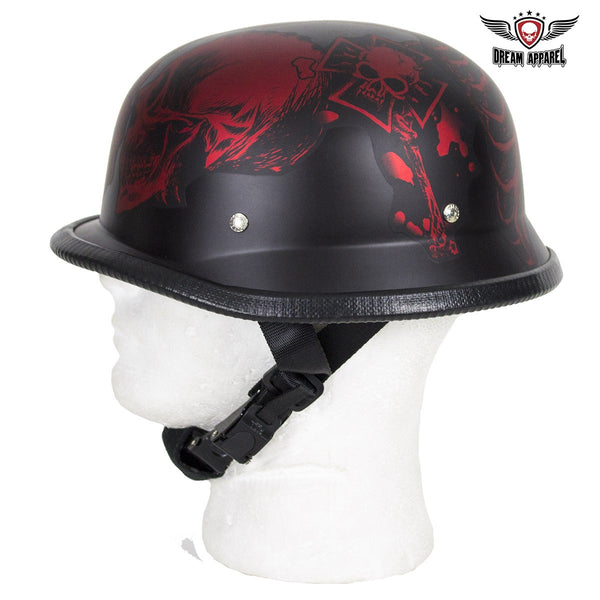 Matte Burgundy Novelty Helmet with Horned Skeletons