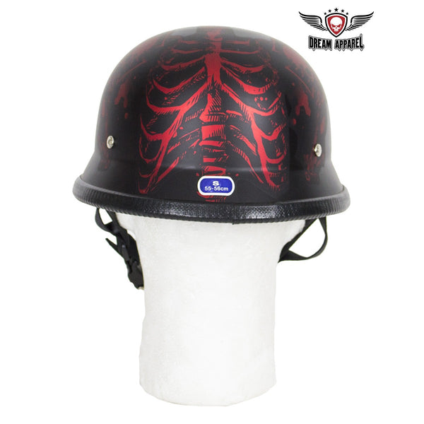 Matte Burgundy Novelty Helmet with Horned Skeletons