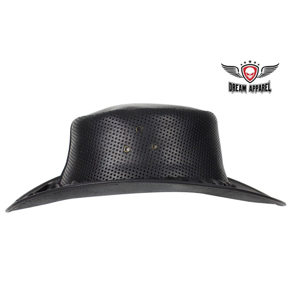 Genuine Black Naked Cowhide Leather Gambler Hat