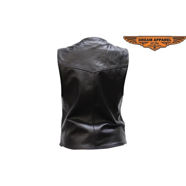 Women's Cowhide Leather Classic Style Vest