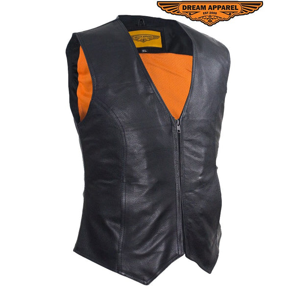 Women's Cowhide Leather Classic Style Vest