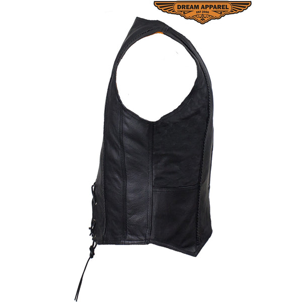 Women's Motorcycle Vest With Stylish Braid
