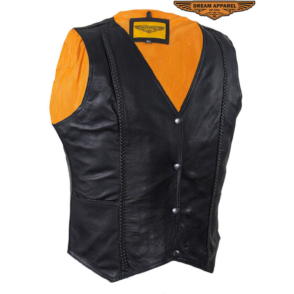 Women's Motorcycle Vest With Stylish Braid