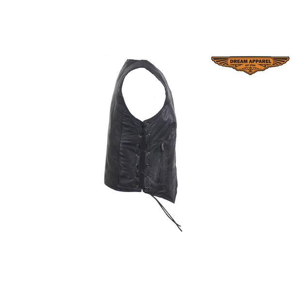 Black Gun Pocket Vest With Small Studded Pink Butterfly