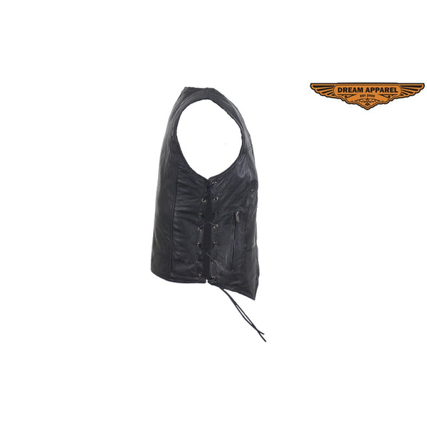 Black Gun Pocket Vest With Small Studded Purple Butterfly