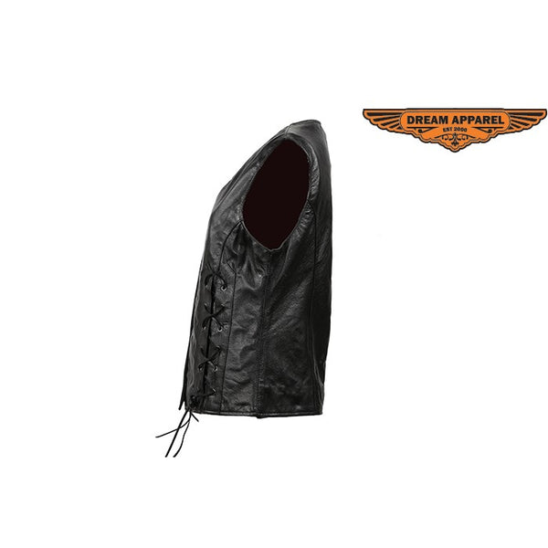 Women's Leather Vest With Laces In The Front