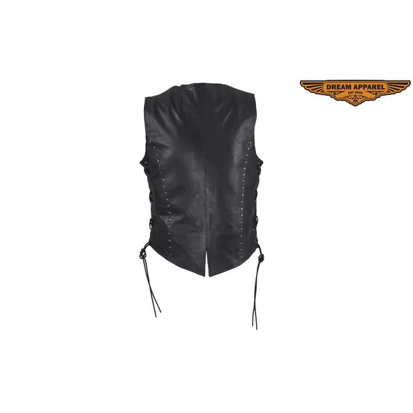 Women's Leather Motorcycle Studded Vest