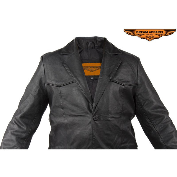 Mens Soft Naked Cowhide Leather Blazer
