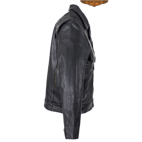 Men's Leather Racing Style Motorcycle Jacket
