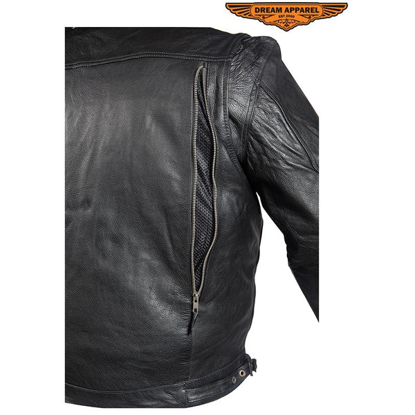 Men's Leather Racing Style Motorcycle Jacket