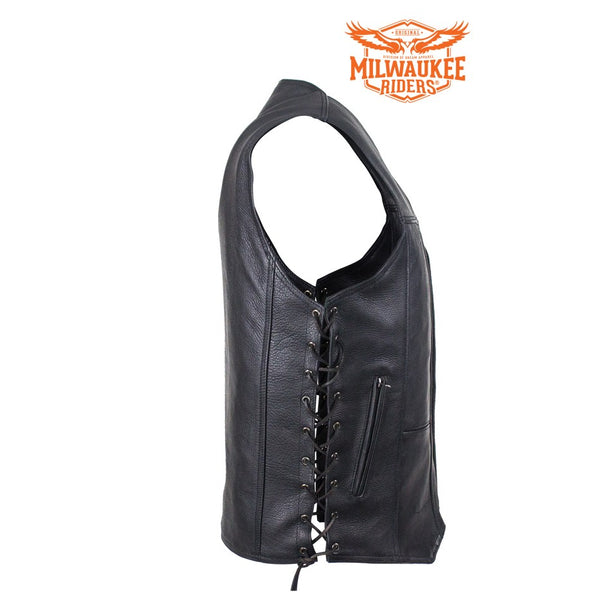 Men's Plain Leather Vest With Gun Pocket By Milwaukee Riders®