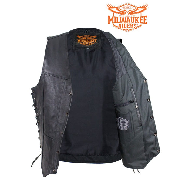 Men's Plain Leather Vest With Gun Pocket By Milwaukee Riders®