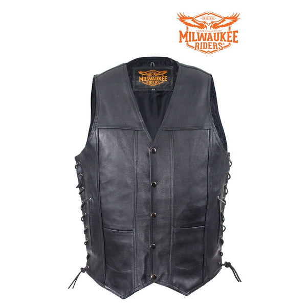 Men's Plain Leather Vest With Gun Pocket By Milwaukee Riders®