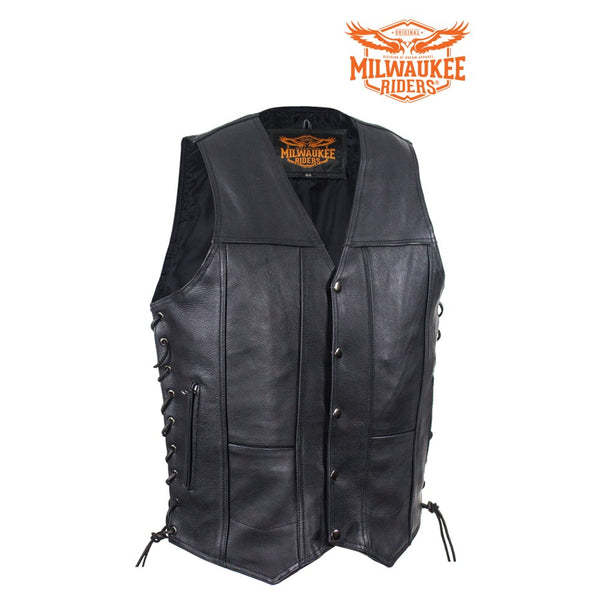 Men's Plain Leather Vest With Gun Pocket By Milwaukee Riders®