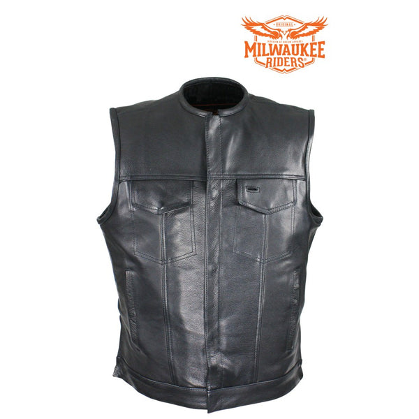 Naked Cowhide Leather Vest W/ Gun Pockets By Milwaukee Riders