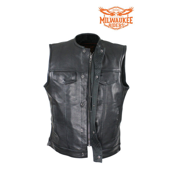 Naked Cowhide Leather Vest W/ Gun Pockets By Milwaukee Riders