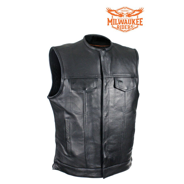 Naked Cowhide Leather Vest W/ Gun Pockets By Milwaukee Riders