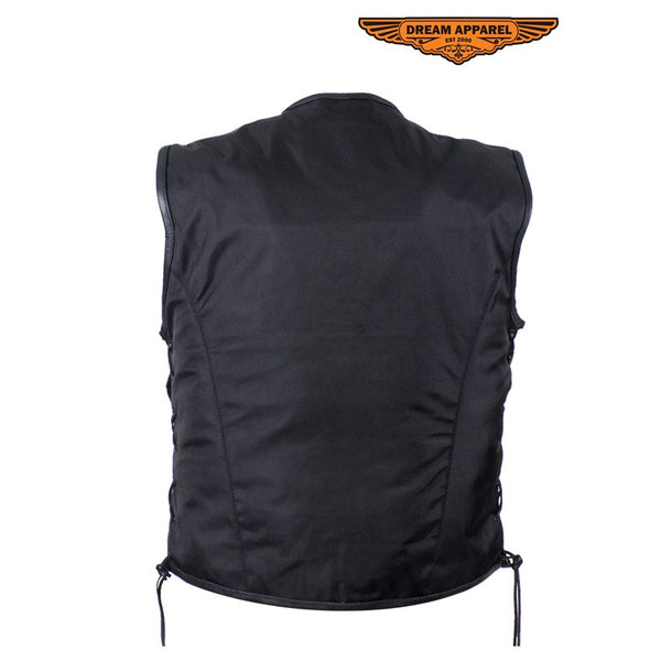 Men's Nylon Textile Vest With Leather Trim & Gun Pocket