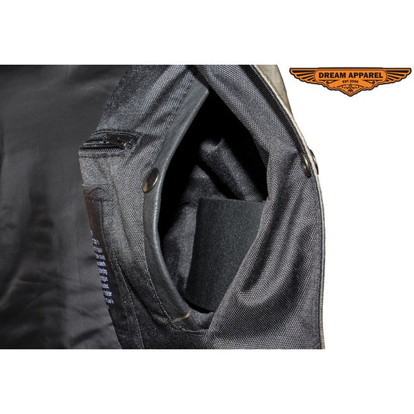 Men's Distressed Brown Motorcycle Vest With 10 Pockets