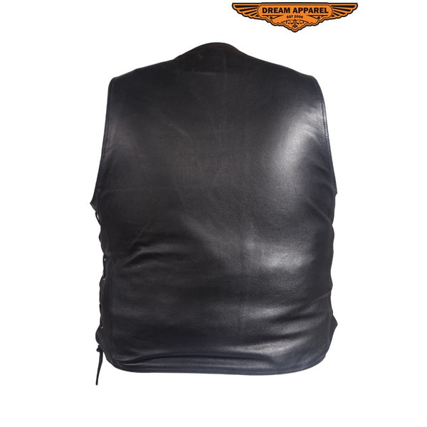 Men's Plain Leather Motorcycle Vest