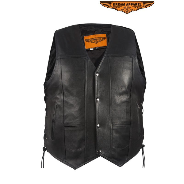 Men's Plain Leather Motorcycle Vest