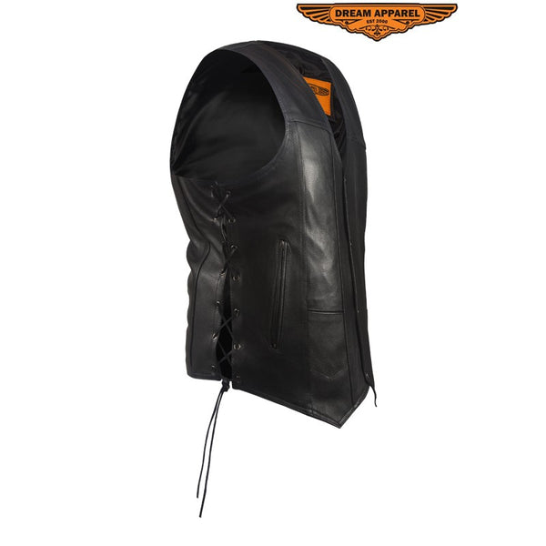 Men's Plain Leather Motorcycle Vest